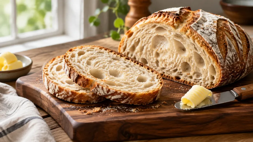 Sourdough macro: crumb and crust — gpt-image-2.5-sunburst