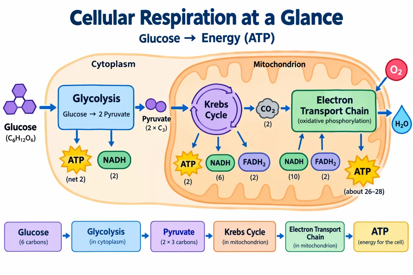Cellular respiration teaching diagram