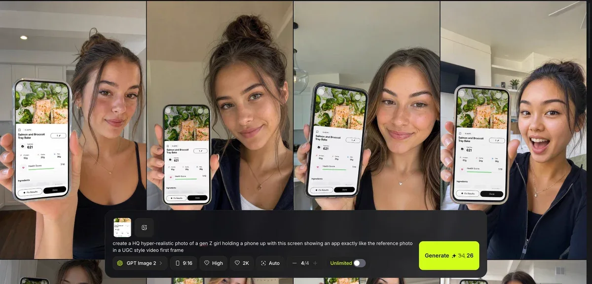 UGC first frame: phone showing the app