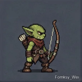 Sixteen-frame goblin archer sprite sheet