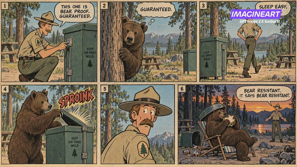 Dense frame: six-panel newspaper comic