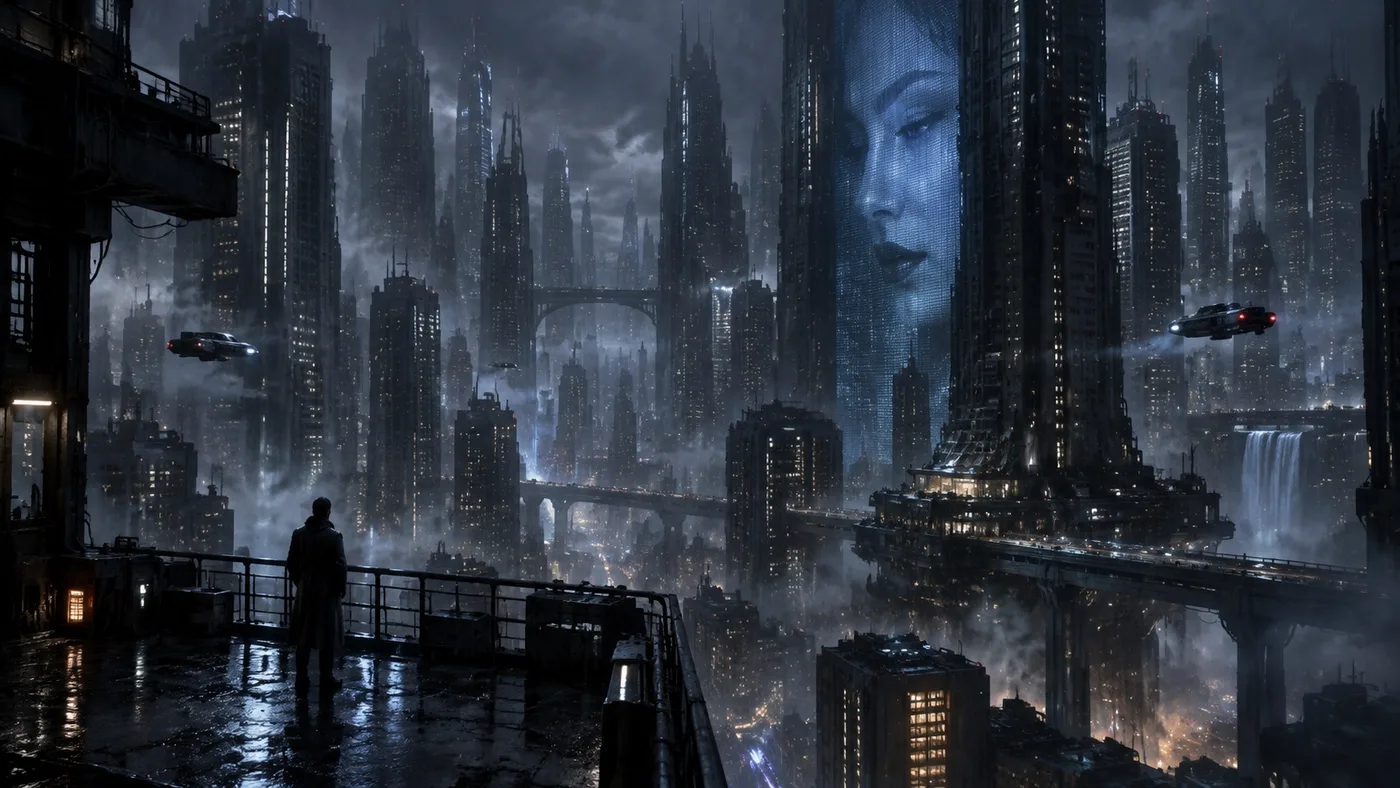 Restrained cyberpunk city