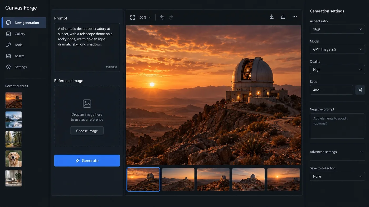 Canvas Forge UI screenshot