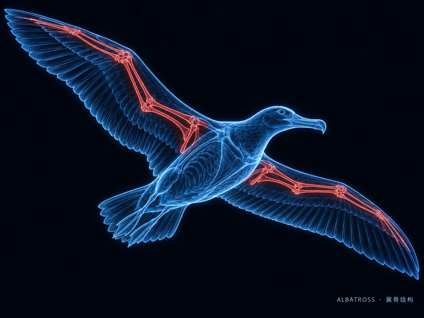 Glowing-line anatomy diagram