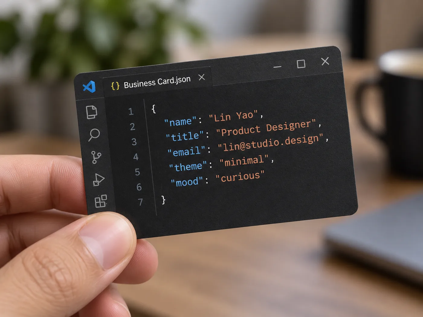 Business card that looks like code
