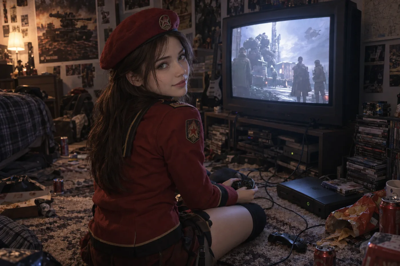 Hyperreal 3D game character in a nostalgic scene