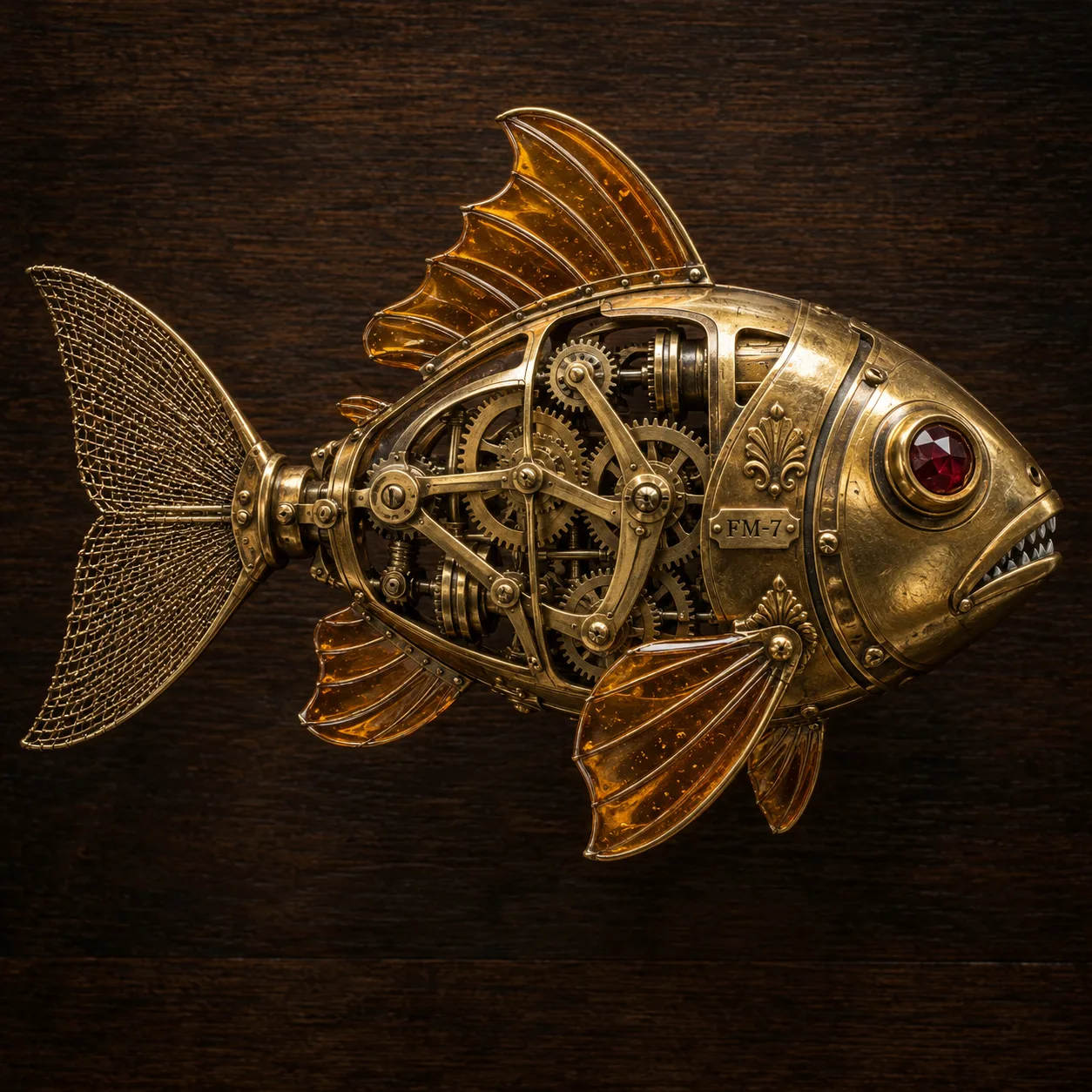 Steampunk mechanical fish