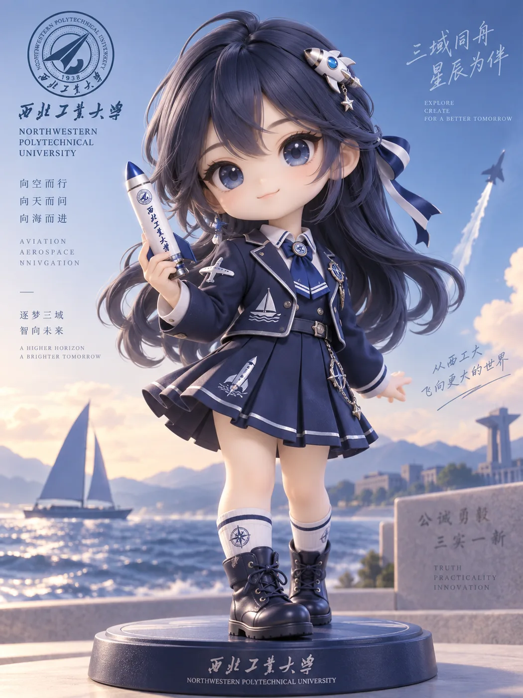 3D chibi university mascot