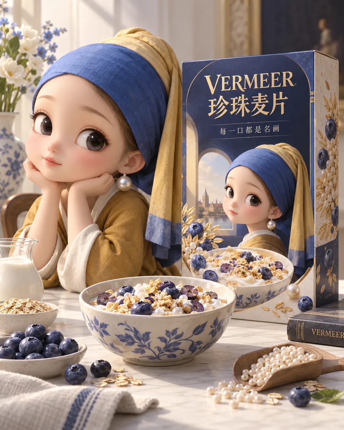 Painting figure in a cereal ad