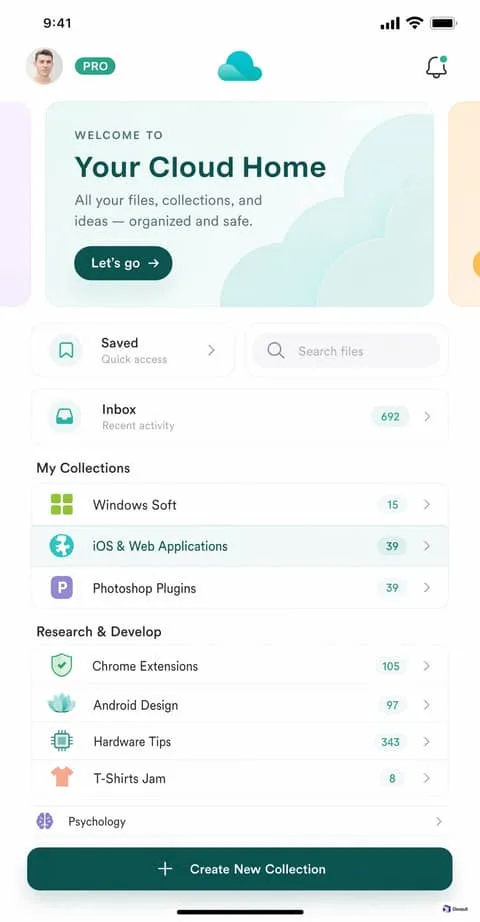 Mobile UI: Soft Cloud Horizon