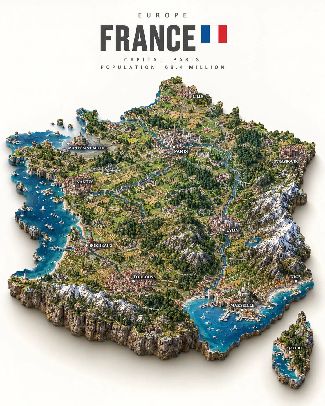 Isometric country diorama poster