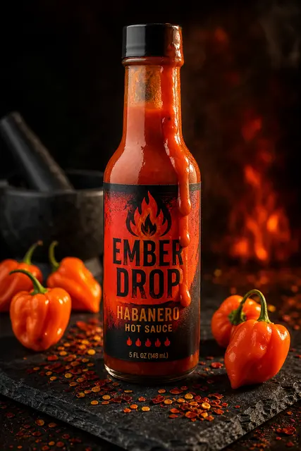 Hot Sauce Bottle Fiery