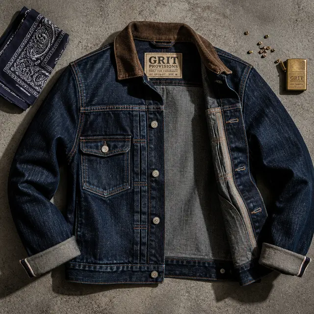 Denim Jacket Rugged Flat-Lay