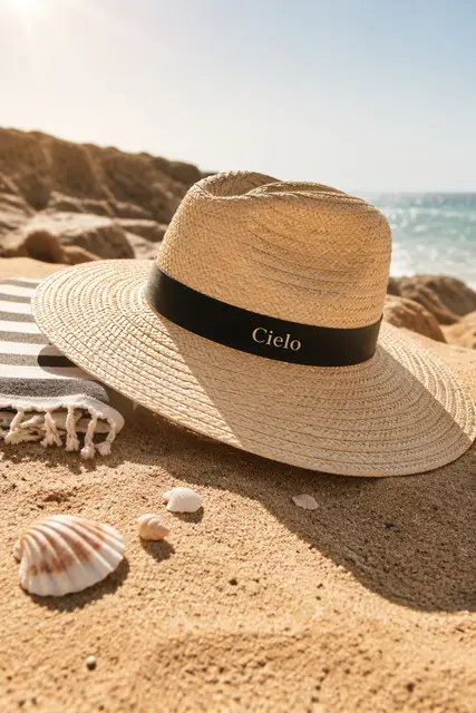 Straw Sun Hat Beach Shot