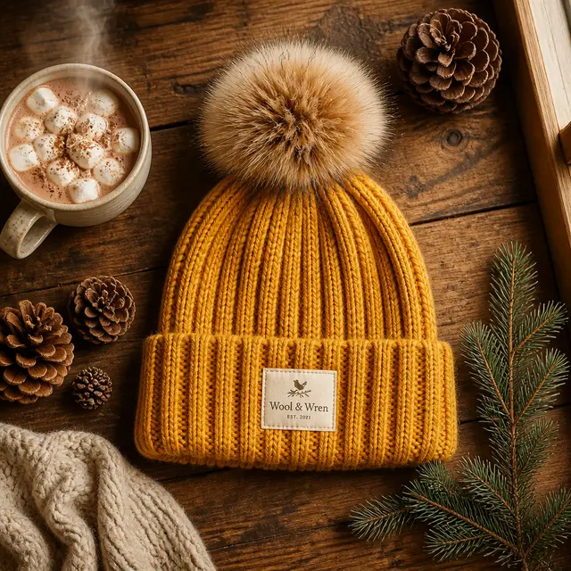 Knit Beanie Cozy Flat-Lay