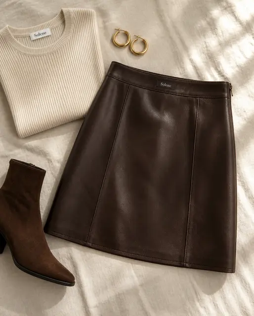 Faux-Leather Skirt Flat-Lay