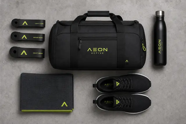 Gym Duffel & Gear Flat-Lay