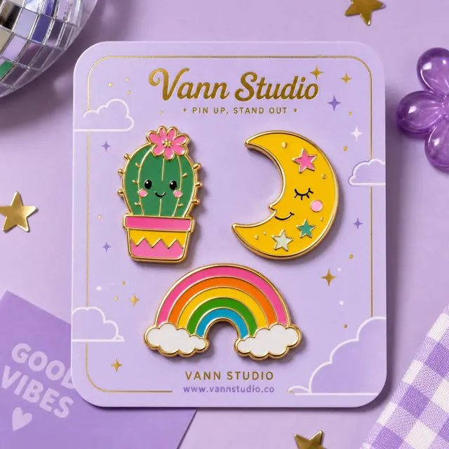 Enamel Pin Set Flat-Lay