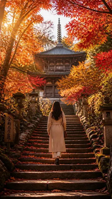 Autumn Temple Steps Japan