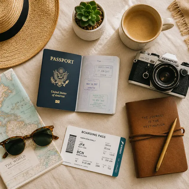 Travel Essentials Flatlay