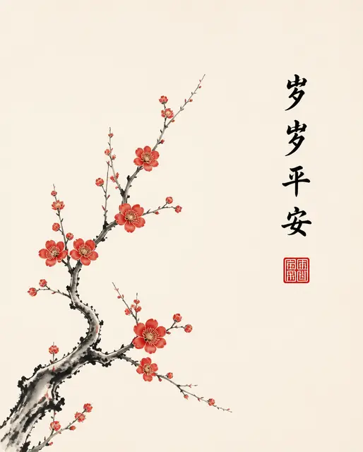 Plum Blossom Minimal Card