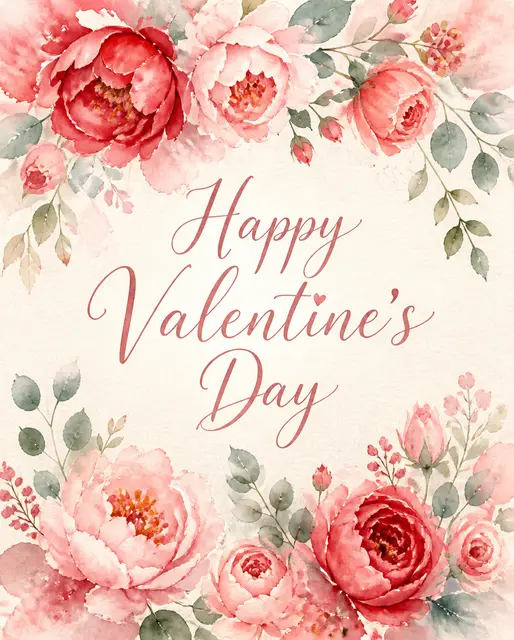 Watercolor Floral Valentine