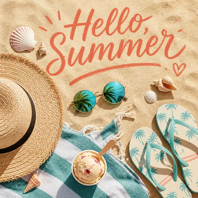 Hello Summer Beach Flatlay