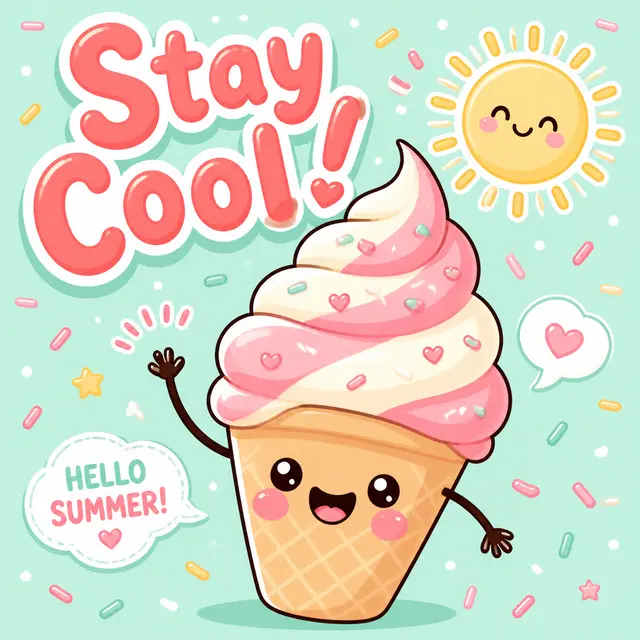 Kawaii Ice Cream Stay Cool