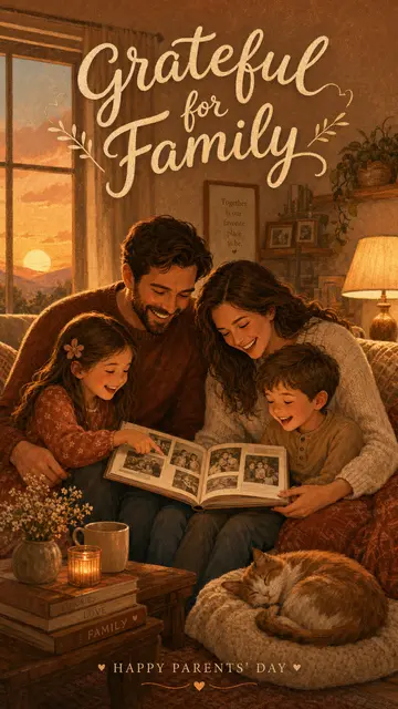 Grateful For Family Illustration