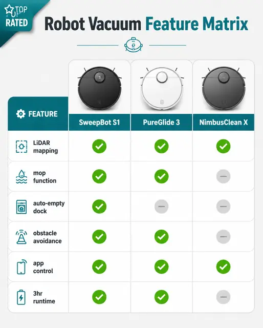 Robot Vacuum Feature Matrix