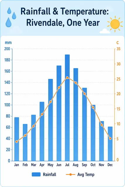 Monthly Rainfall Bar Line Combo