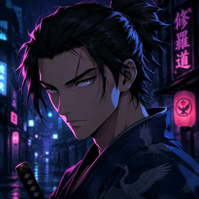 Neon Samurai Anime Avatar