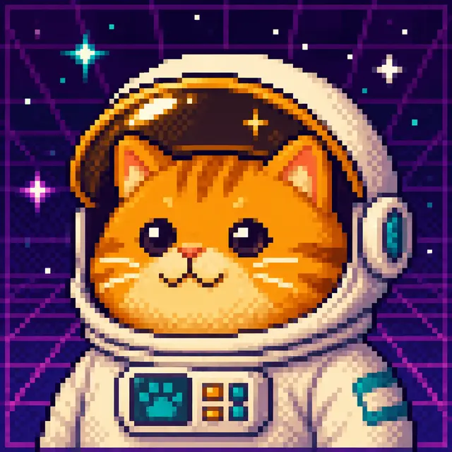 Astronaut Cat Pixel Avatar