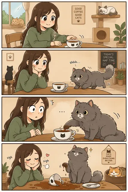 Cat Cafe Mischief 4-Koma