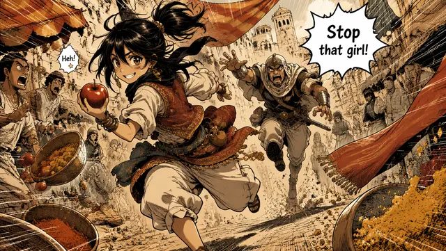 Market Chase Manga Panel