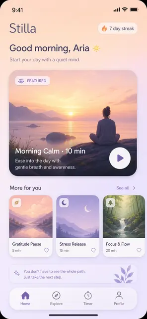 Meditation App Home Screen