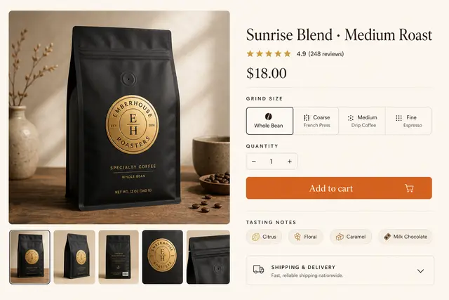 Artisan Coffee Product Page