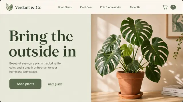 Plant Shop Landing Hero