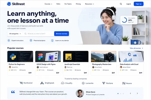 Online Course Platform Page
