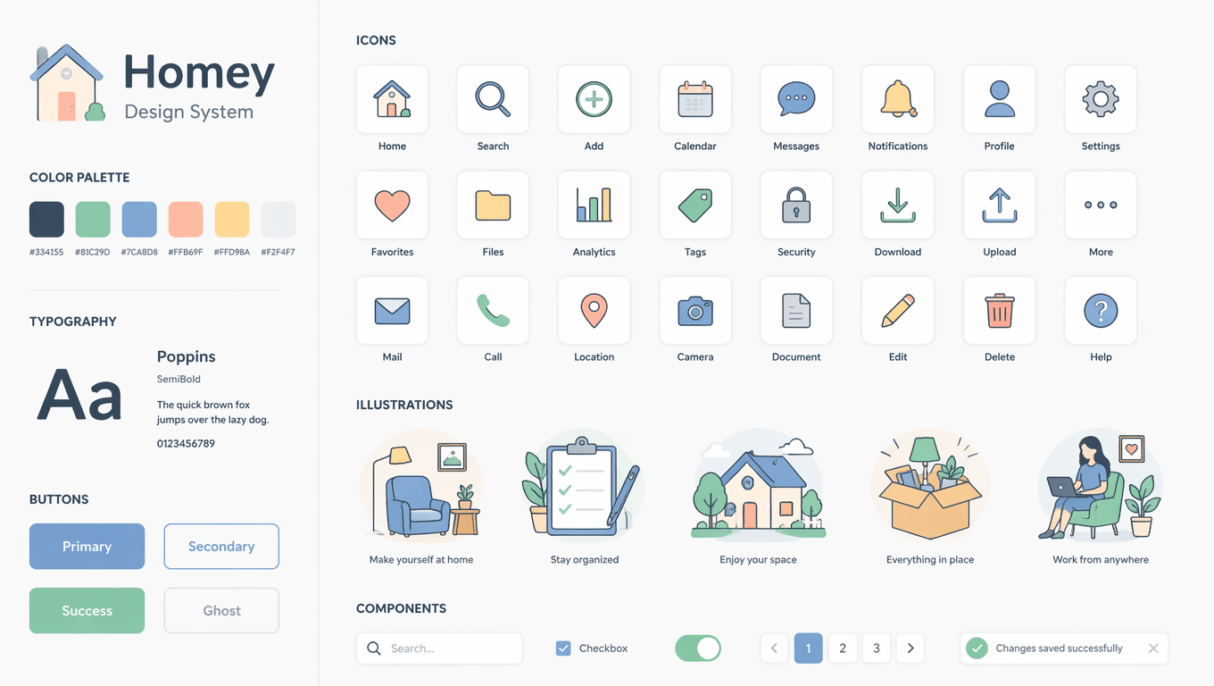 Conjunto de ilustraciones e iconos de sistema de diseño de Nano Banana Pro