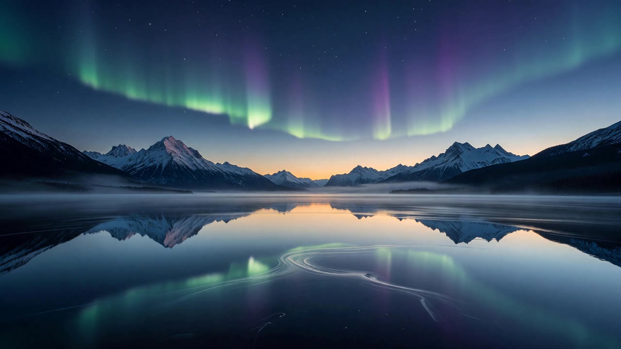 Living Wallpaper: Aurora Lake (locked camera)